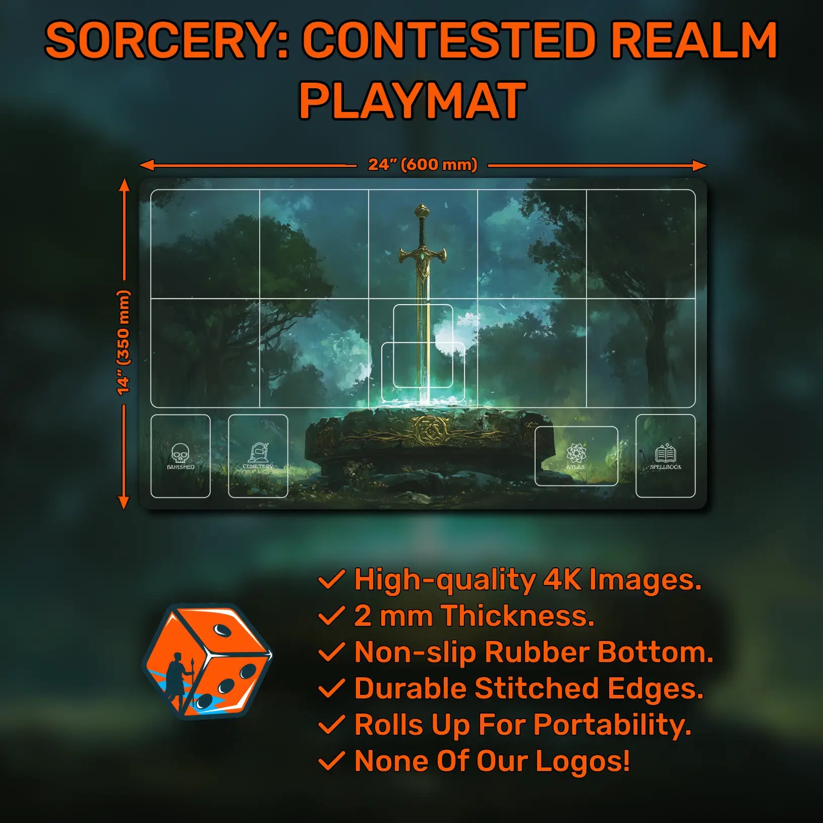 Sorcery: Contested Realm playmat, Lancelot & Guinevere, 24" x 14" (600 x 350 mm)