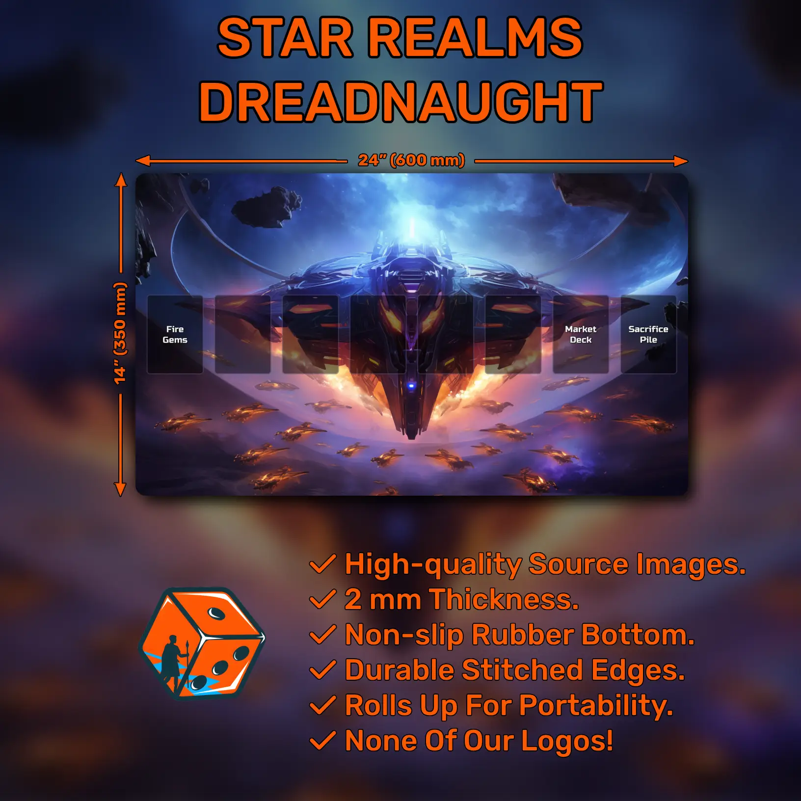 Star Realms playmat, Dreadnaught, 24" x 14" (600 x 350 mm)