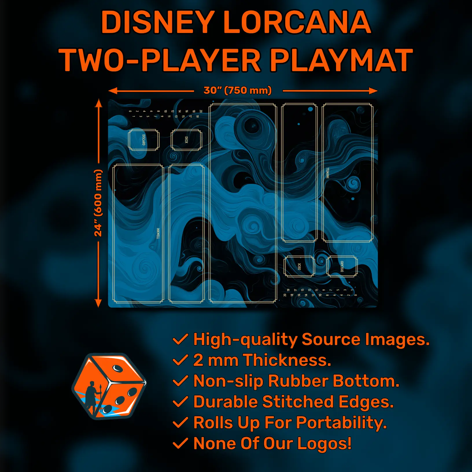 Disney Lorcana two-player playmat, Steel, 30" x 24" (750 x 600 mm)