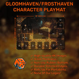 Custom Frosthaven player mat made of 3 mm neoprene with stitched edges, sized at 18