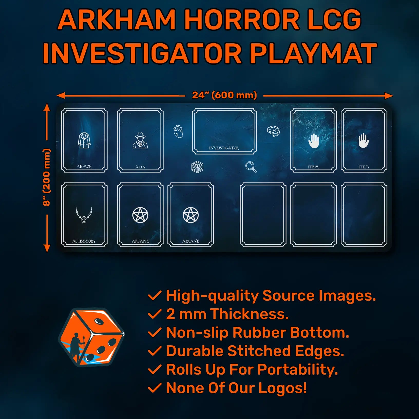 Arkham Horror LCG Investigator playmat, Eldritch Blue, 18" x 8" (450 x 200 mm)