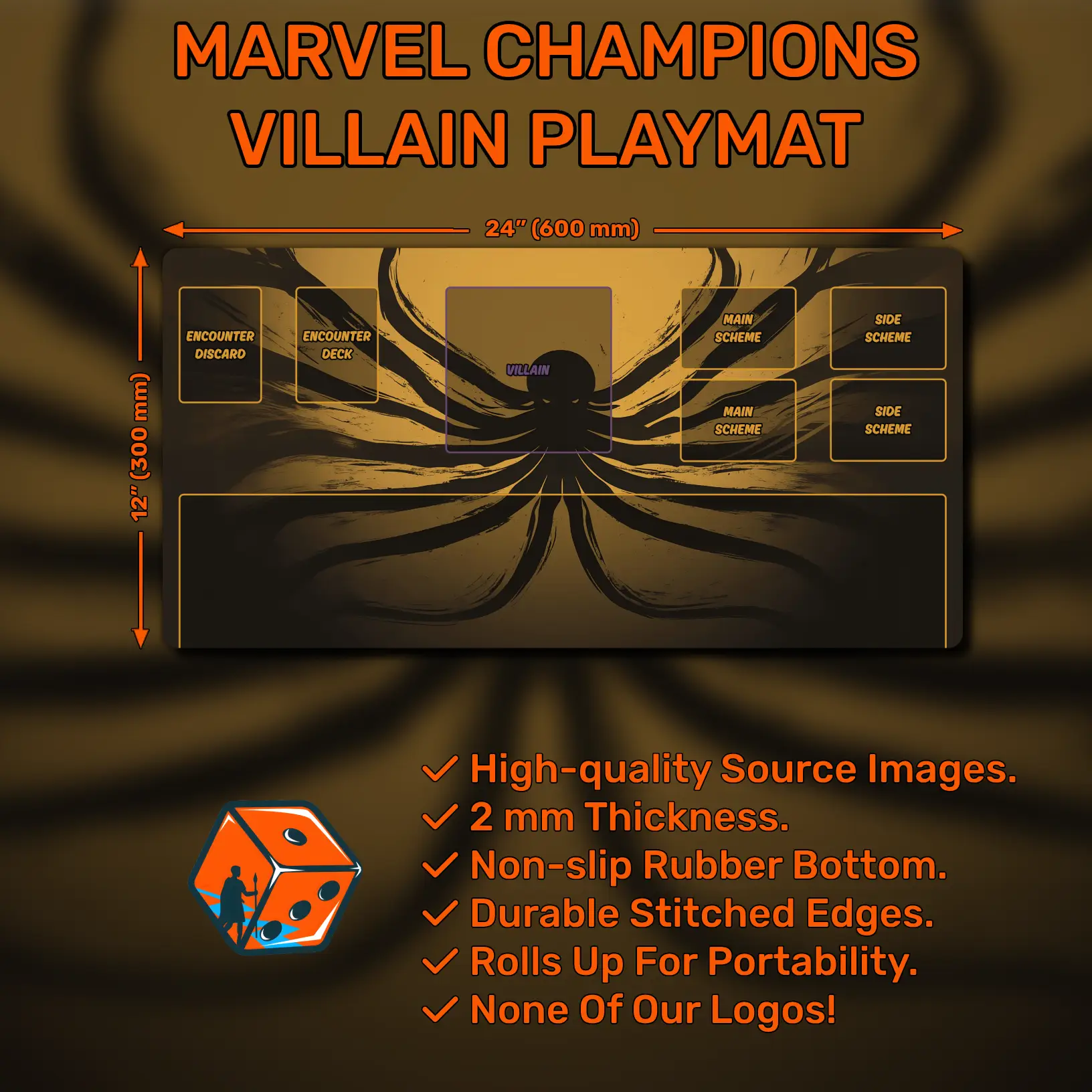 Marvel Champions villain playmat, Space stone Purple, 24" x 12" (600 x 300 mm)